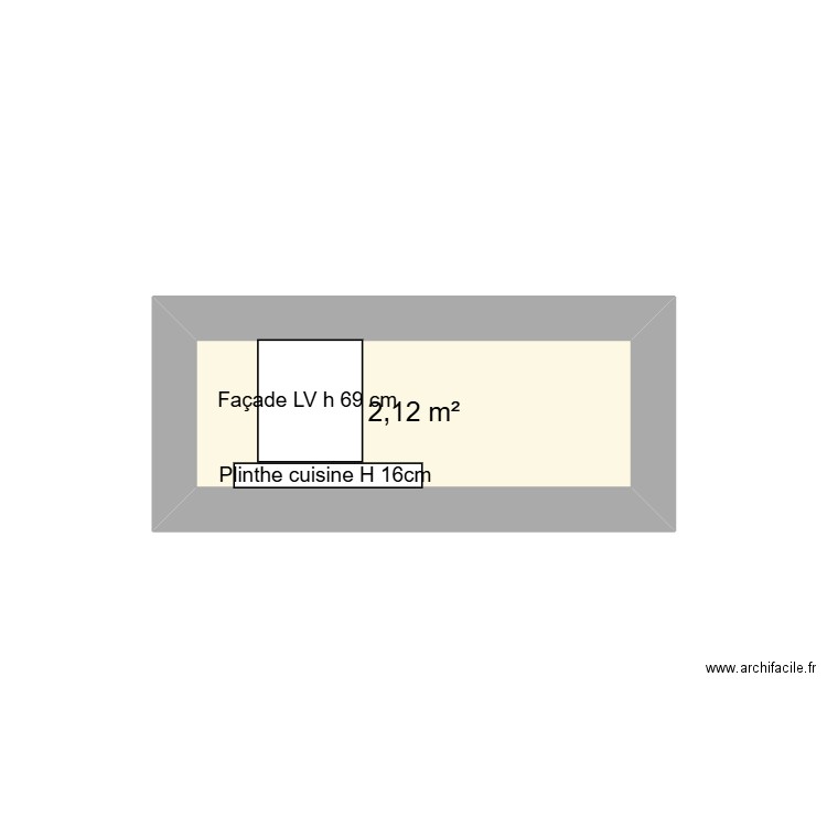 lave vaisselle. Plan de 1 pièce et 2 m2