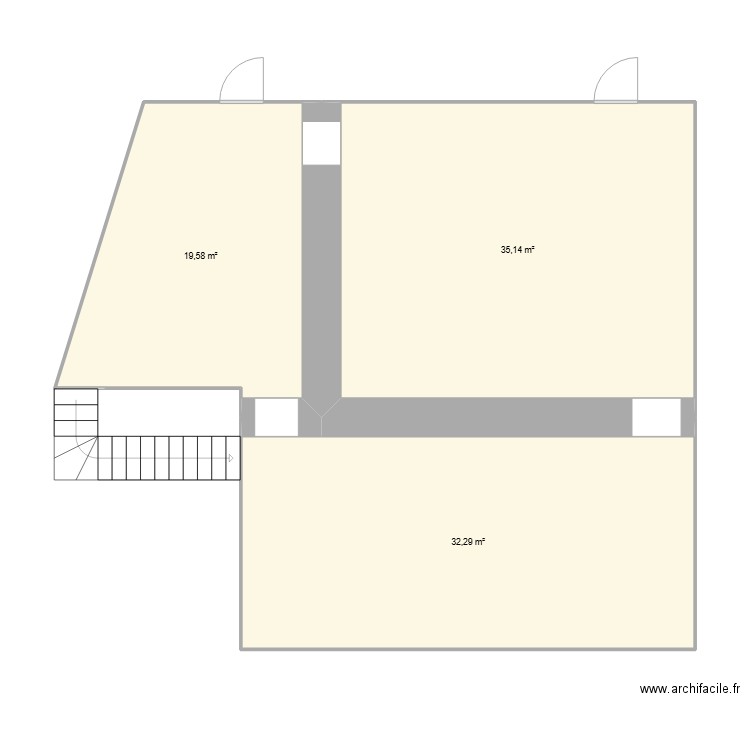 Cave. Plan de 3 pièces et 87 m2