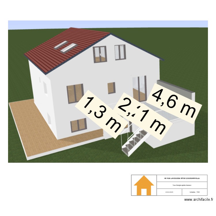 Vue d'angles après travaux. Plan de 0 pièce et 0 m2