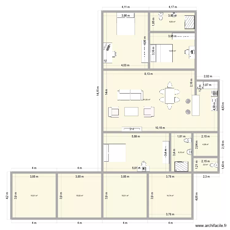 Chambey. Plan de 10  et 183 m²