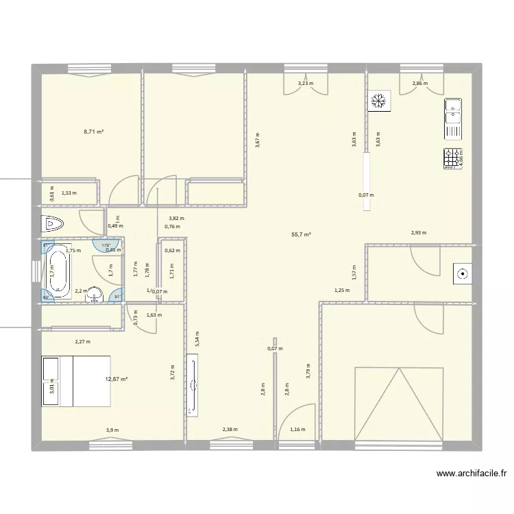 LORIC &eacute;bauche. Plan de 11  et 114 m²