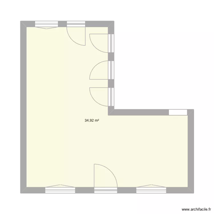 Salon. Plan de 1 pièce et 35 m²