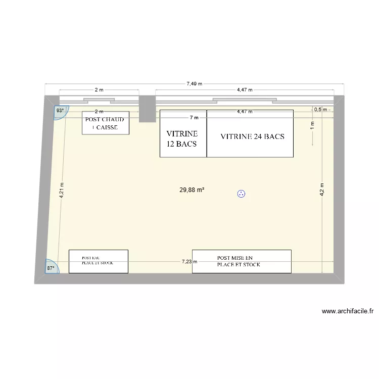 GLACIER LUC SUR MER. Plan de 1  et 30 m²