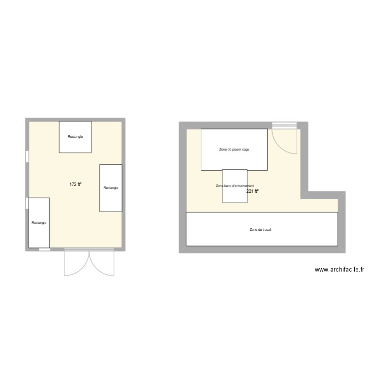 Cabanon. Plan de 2 pièces et 37 m2