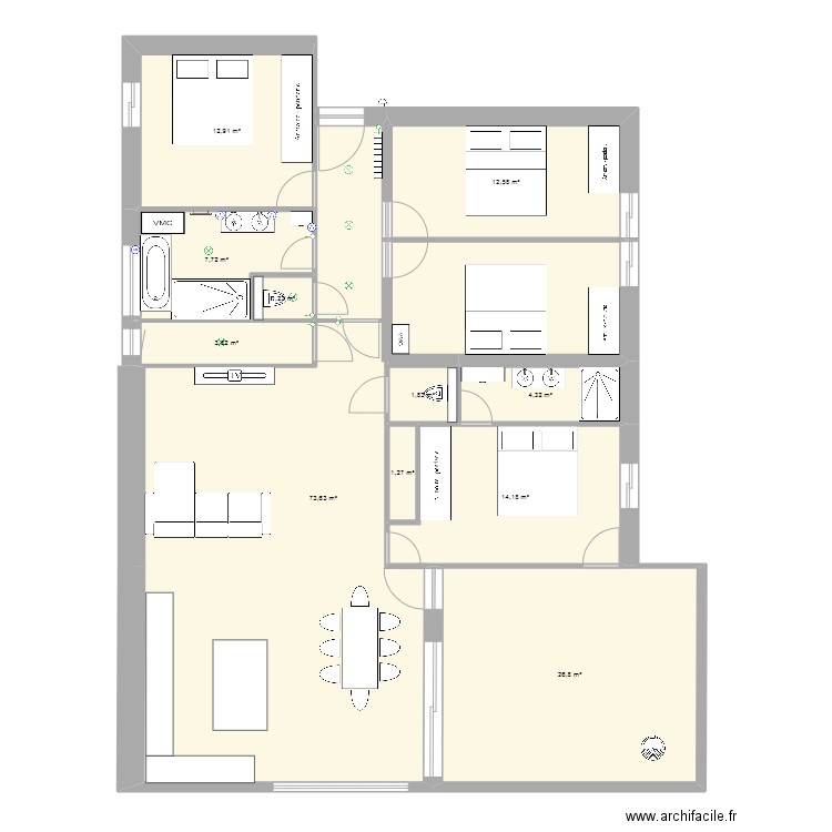 Maison Publier R+1 travaux. Plan de 11 pièces et 160 m2