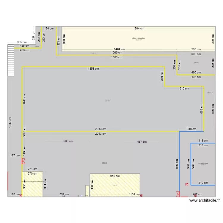 Plan zone chaudronnerie - avec marquages permanents. Plan de Plan zone chaudronnerie - avec marquages permanents. Plan de