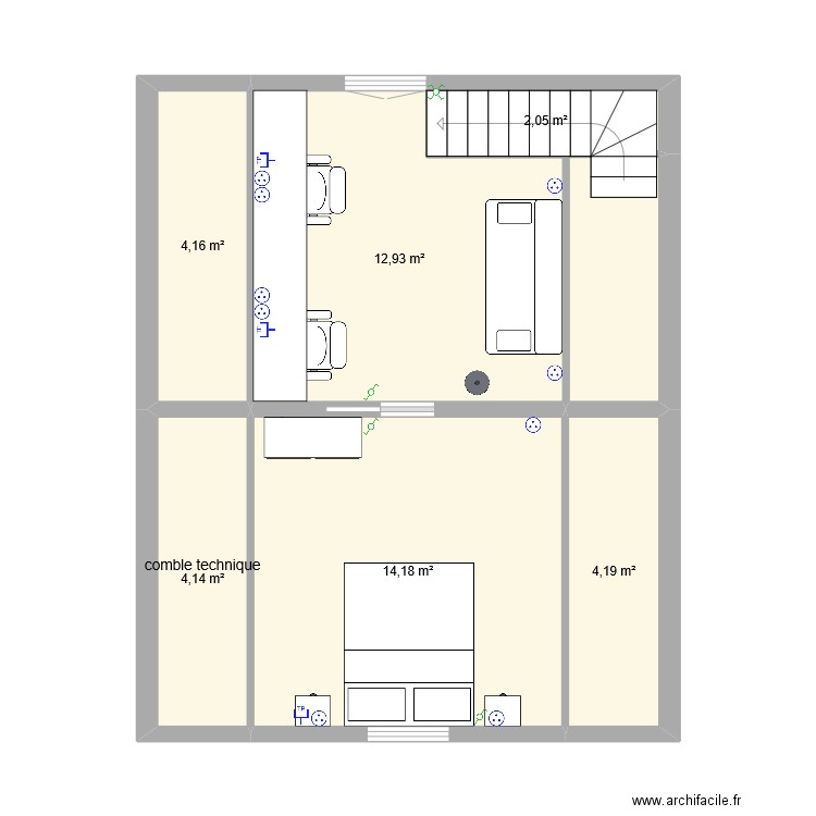 etage. Plan de 0 pièce et 0 m2