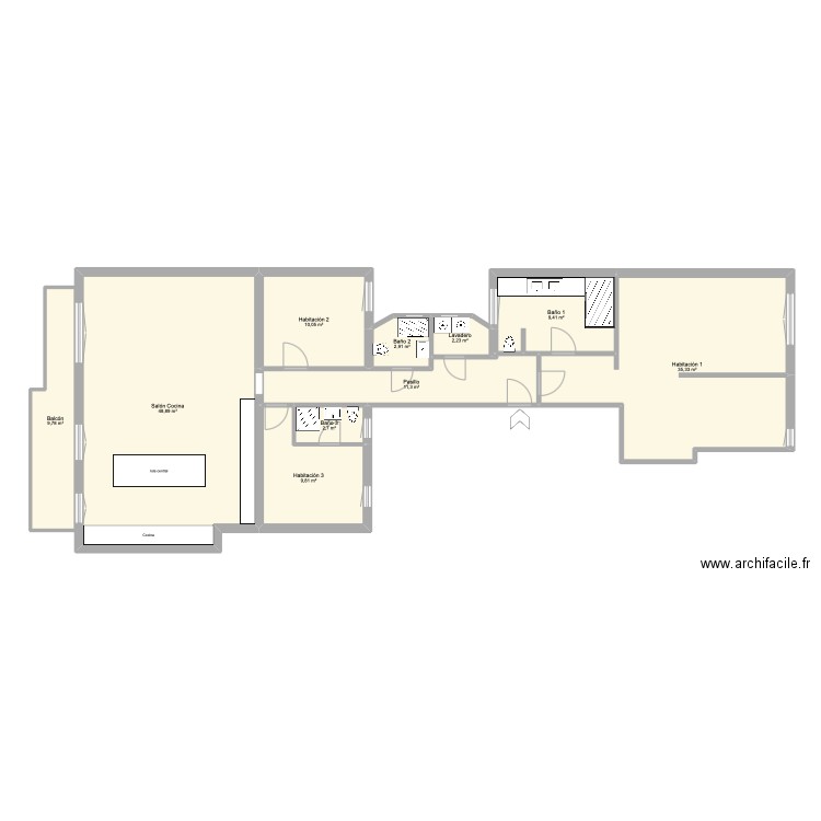 CDC 332 Non Meublé, bonnes côtes. Plan de 10 pièces et 142 m2