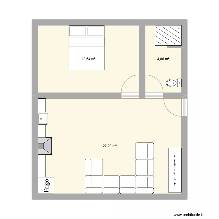 carnoux - 1er &eacute;tage gauche. Plan de 3 pièces et 46 m²