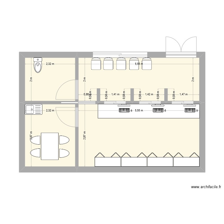Essai Dialux. Plan de 4 pièces et 38 m2