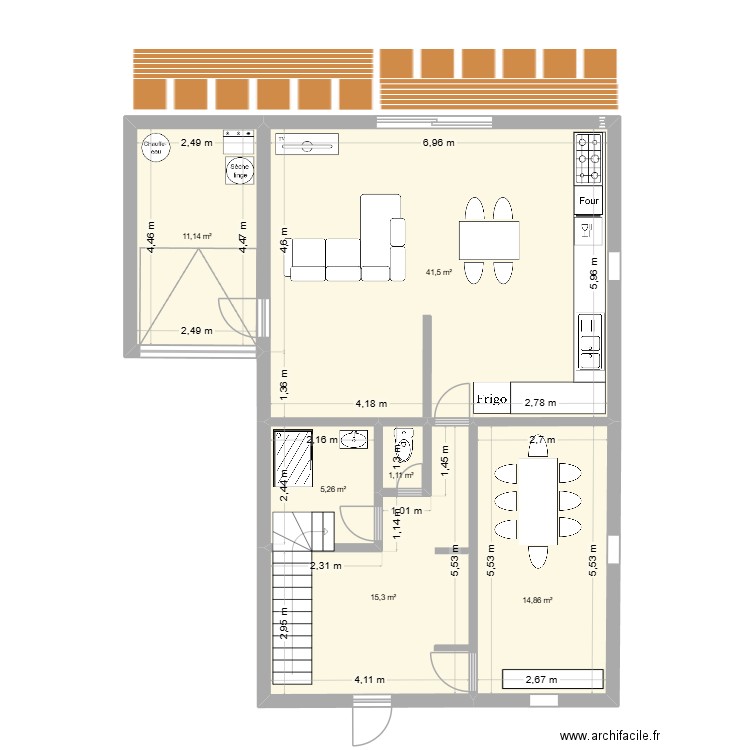 Plan maison. Plan de 6 pièces et 89 m2