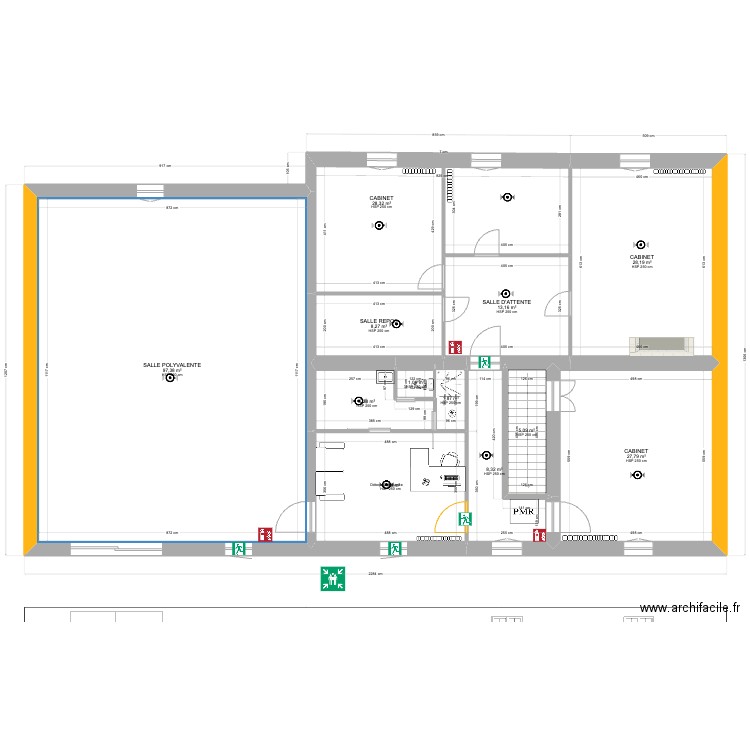 ETAGE la vigneronne projet 1B. Plan de 12 pièces et 243 m2