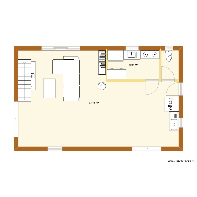 Projet maison du 27 06 25. Plan de 2 pièces et 59 m2