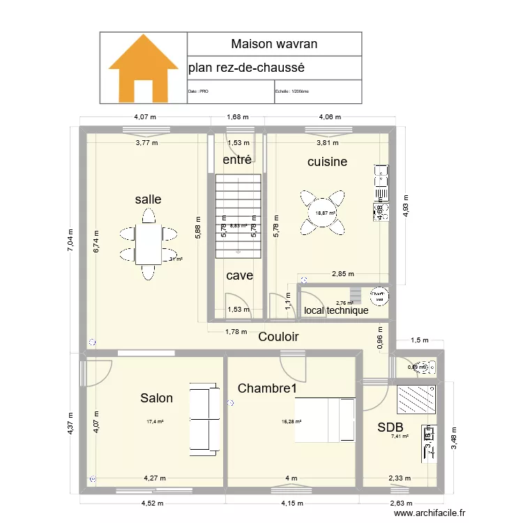 Maison Wavran Liagre. Plan de 8  et 103 m²