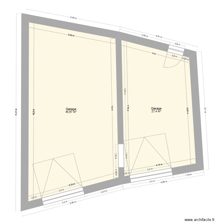 Garage 1. Plan de 2 pièces et 73 m2