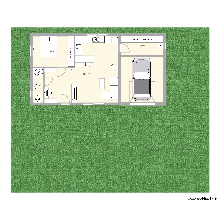 plan toit 2 pans. Plan de 4 pièces et 75 m2