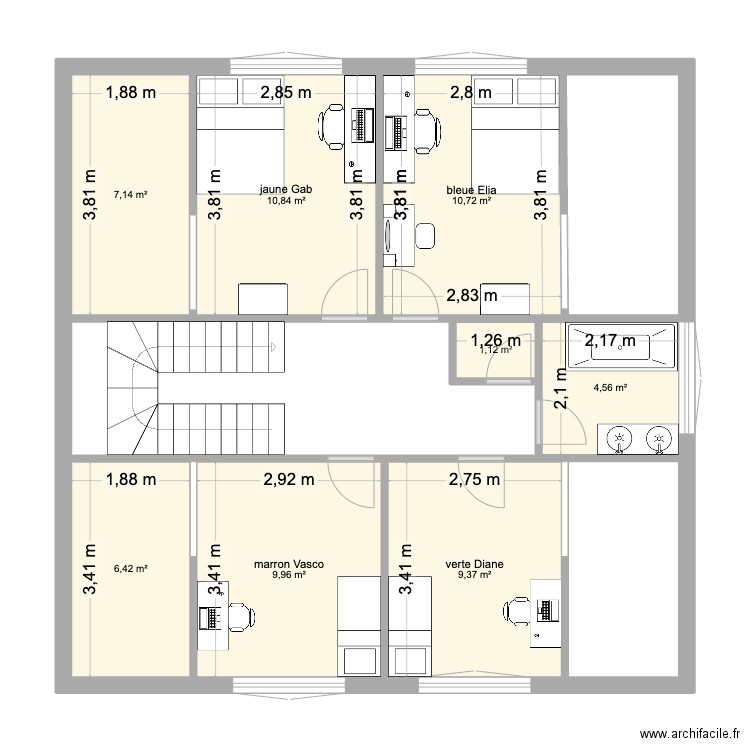 1er étage Barbès. Plan de 8 pièces et 60 m2