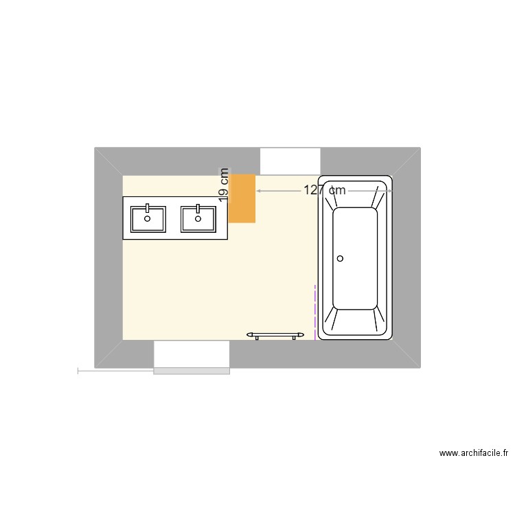 SDB Gouerou pégomas. Plan de 1 pièce et 4 m2