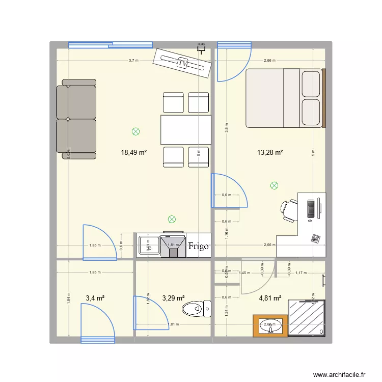 Apart Nantes. Plan de 5 Pièces et 43 m²