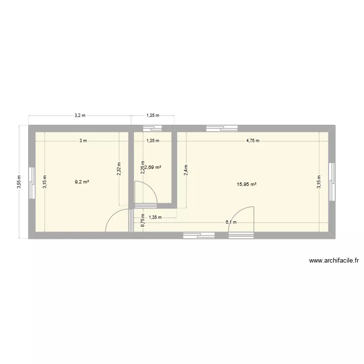 appartement margo. Plan de 3  et 28 m²