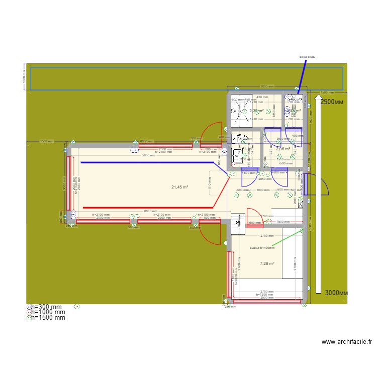 Юсупыч Баня Зеркало эл. Plan de 10 pièces et 94 m2