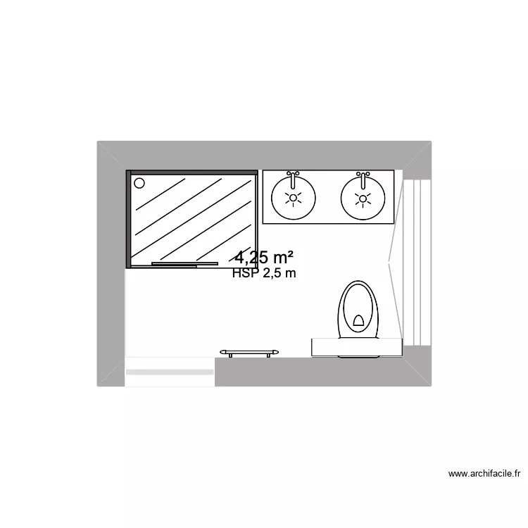 salle de bain projet. Plan de 1  et 4 m²