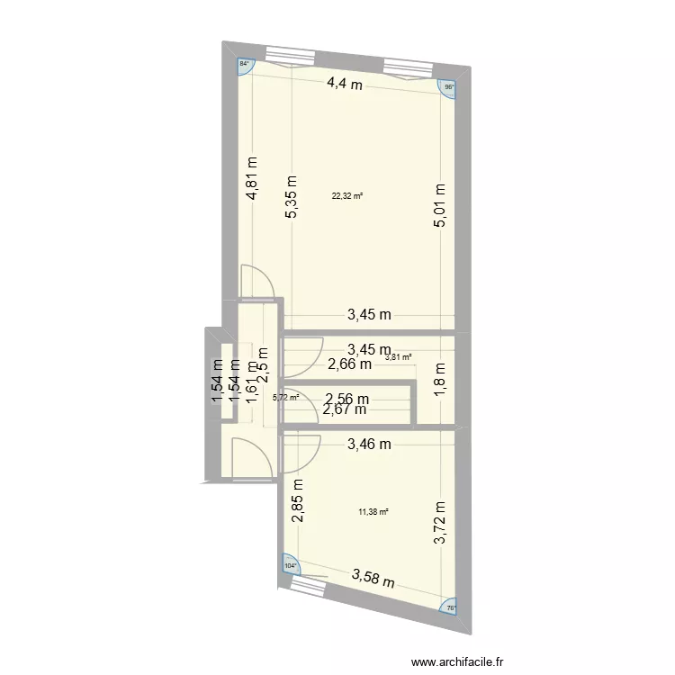 3 place r&eacute;publique. Plan de 4  et 43 m²