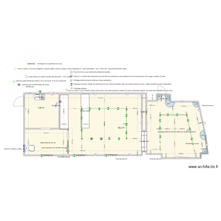 ArchiFacile PRO. Plan de 3 pièces et 64 m2