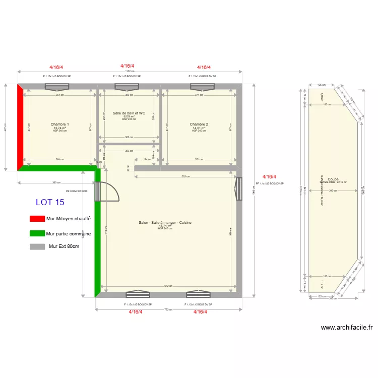 ML25009637 Appartement 3ème étage droite - LOT 15. Plan de ML25009637 Appartement 3ème étage droite - LOT 15. Plan de