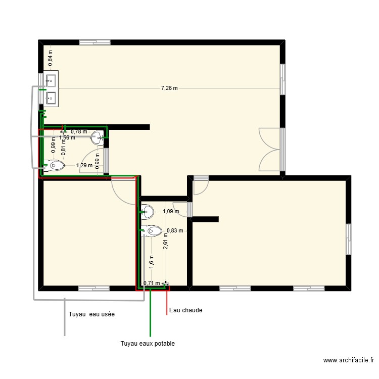 RESIDENCE 1 plombier. Plan de 5 pièces et 66 m2