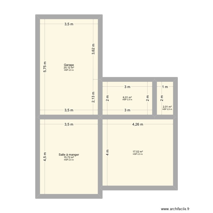 Nouveau plan maison Lucile. Plan de 5 pièces et 61 m2