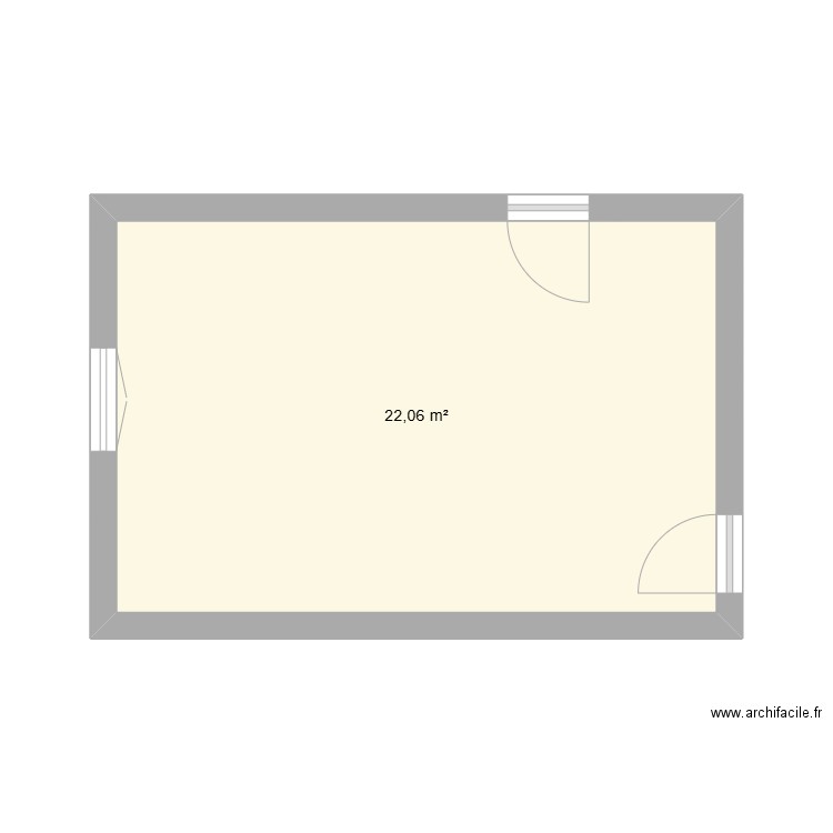 Geneve. Plan de 1 pièce et 22 m2