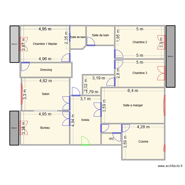 18 plateau de Champel 2. Plan de 17 pièces et 174 m2