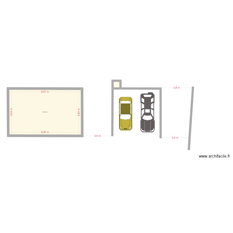 appenti - V2. Plan de 2 pièces et 51 m2