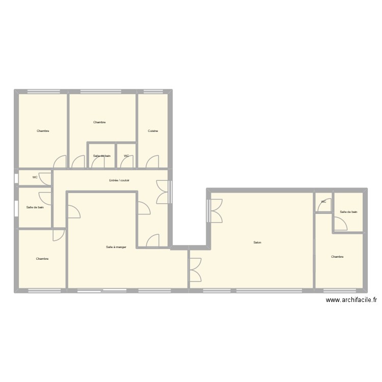 133 Félix. Plan de 14 pièces et 160 m2