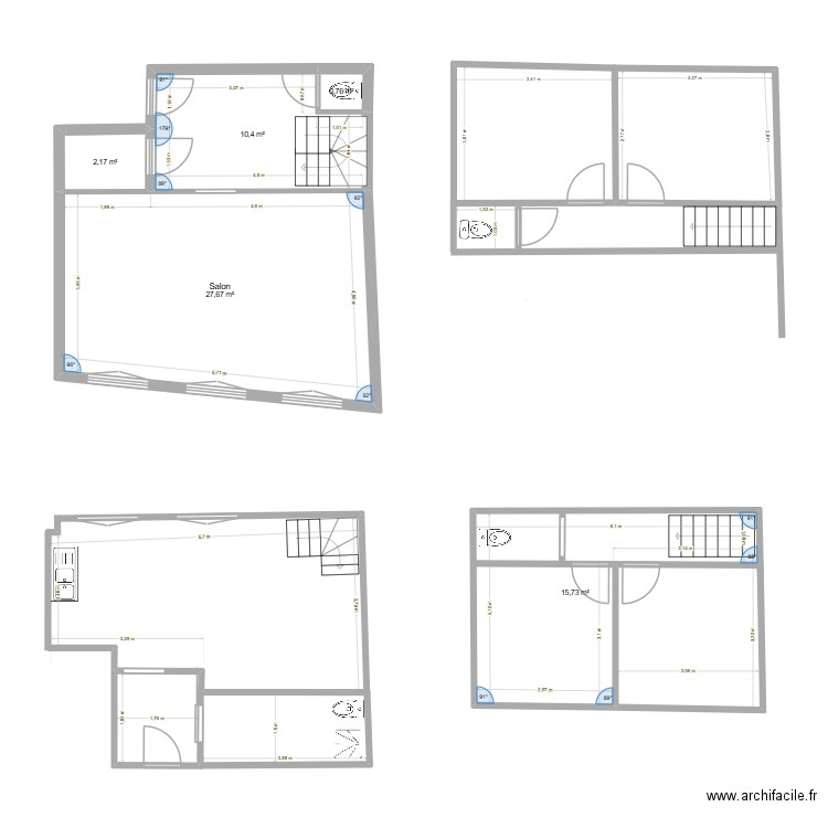 PLAN 1 PB. Plan de 5 pièces et 57 m2