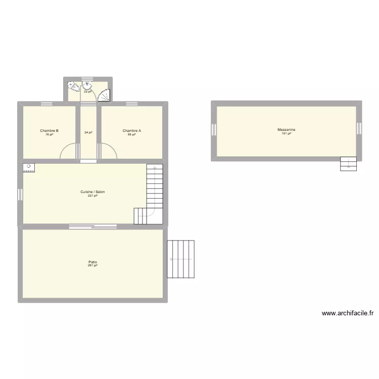 Chalet. Plan de 7 et 83 m² Chalet. Plan de 7 et 83 m²