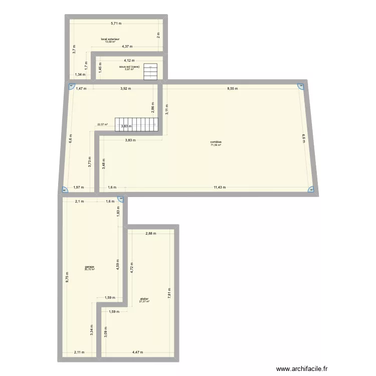 GISY COMBLE. Plan de 6 pièces et 172 m²