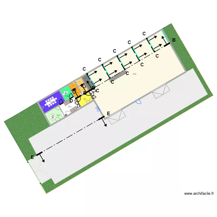travaux v6 - sans d&eacute;placer porte vitr&eacute;e + 2 salles. Plan de 11  et 381 m²