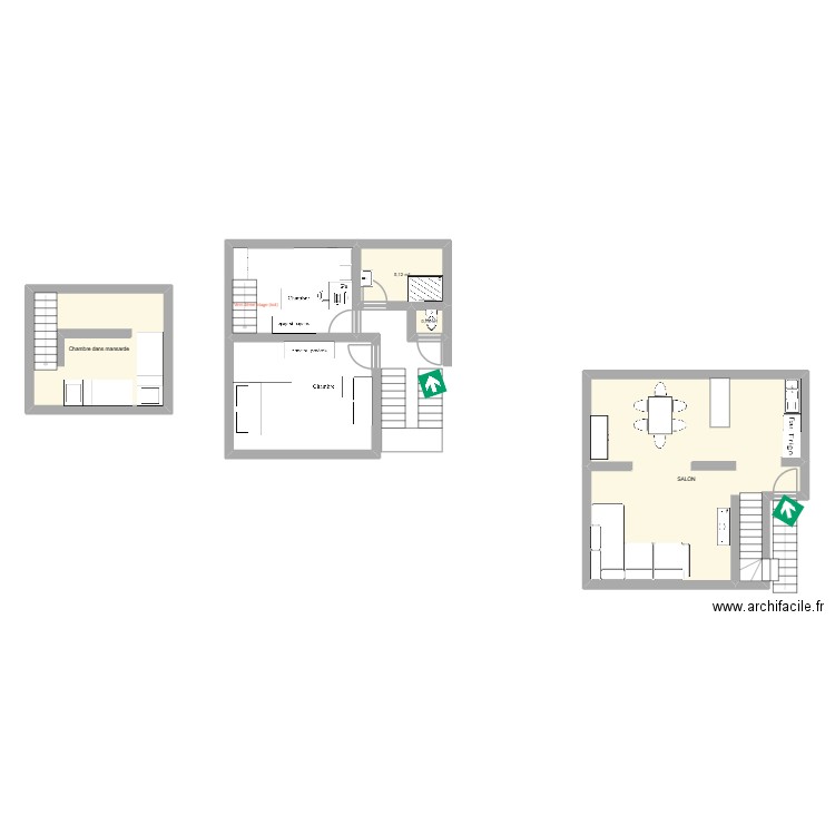MARCIANI. Plan de 4 pièces et 66 m2