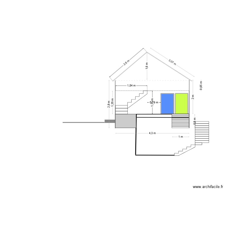 PLAN DE COUPE. Plan de 2 pièces et 2 m2