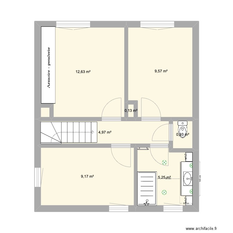 Etage - 1. Plan de 7 pièces et 43 m2