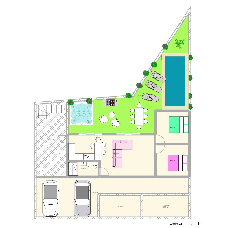 bras panon. Plan de 9 pièces et 190 m2