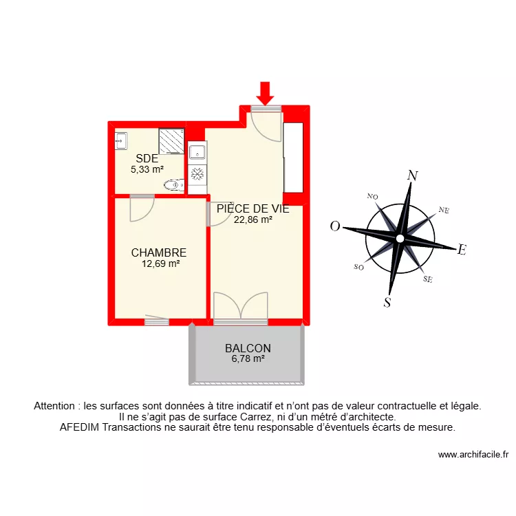 BI 34290. Plan de 5  et 61 m²