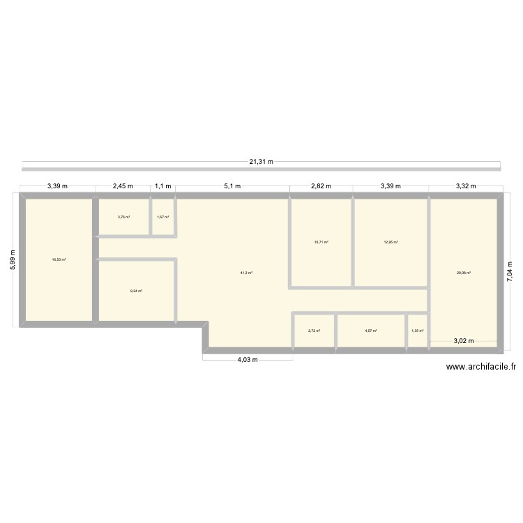 plan caron version 1 PP. Plan de 11 pièces et 125 m2