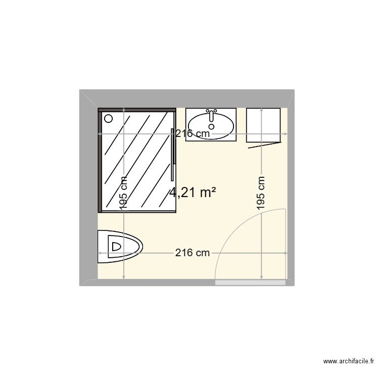 sdb bouguenais. Plan de 1 pièce et 4 m2