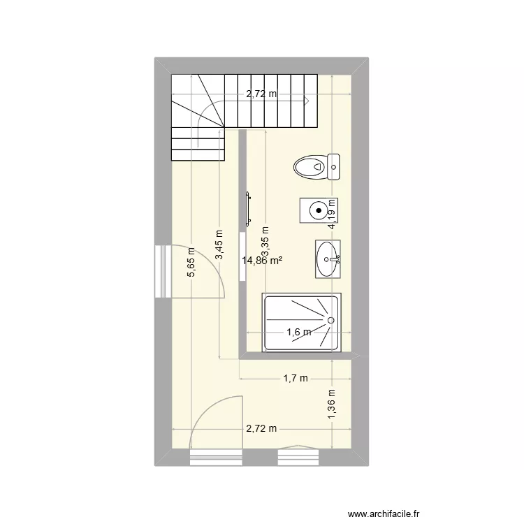 nouvelle sdb 2. Plan de 1  et 15 m²