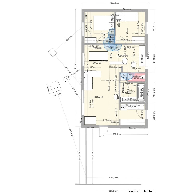 TED. Plan de 4 pièces et 61 m2