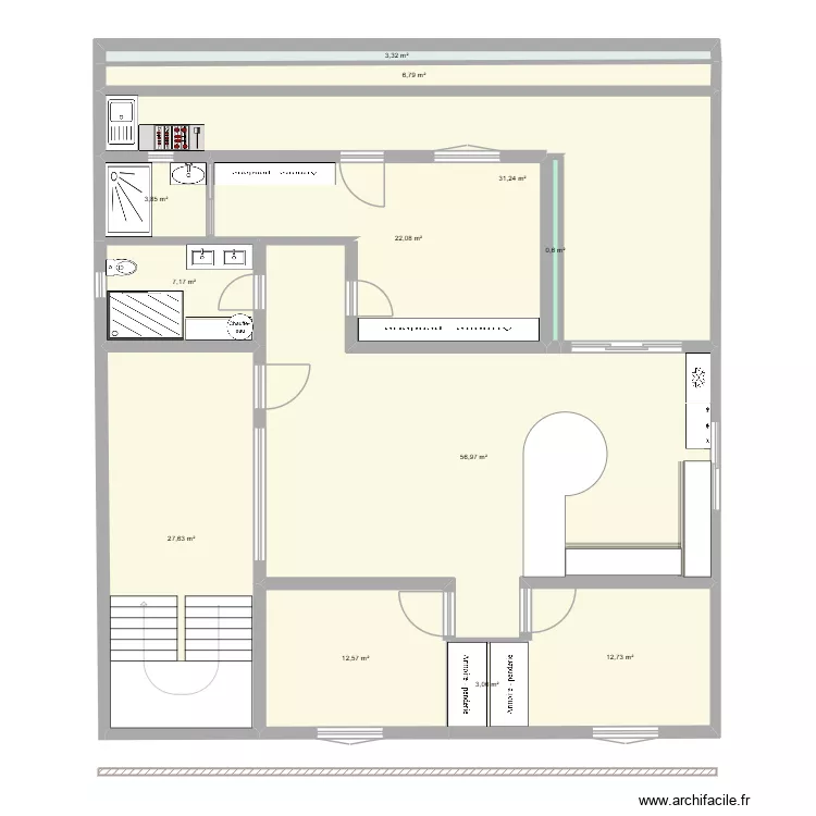 Plan N+1 le 22 06 2026. Plan de 12  et 188 m²