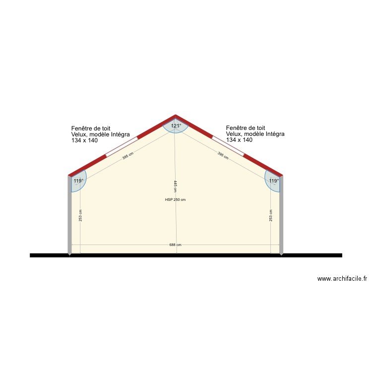 Moutier plan coupe 1 bis. Plan de 1 pièce et 24 m2